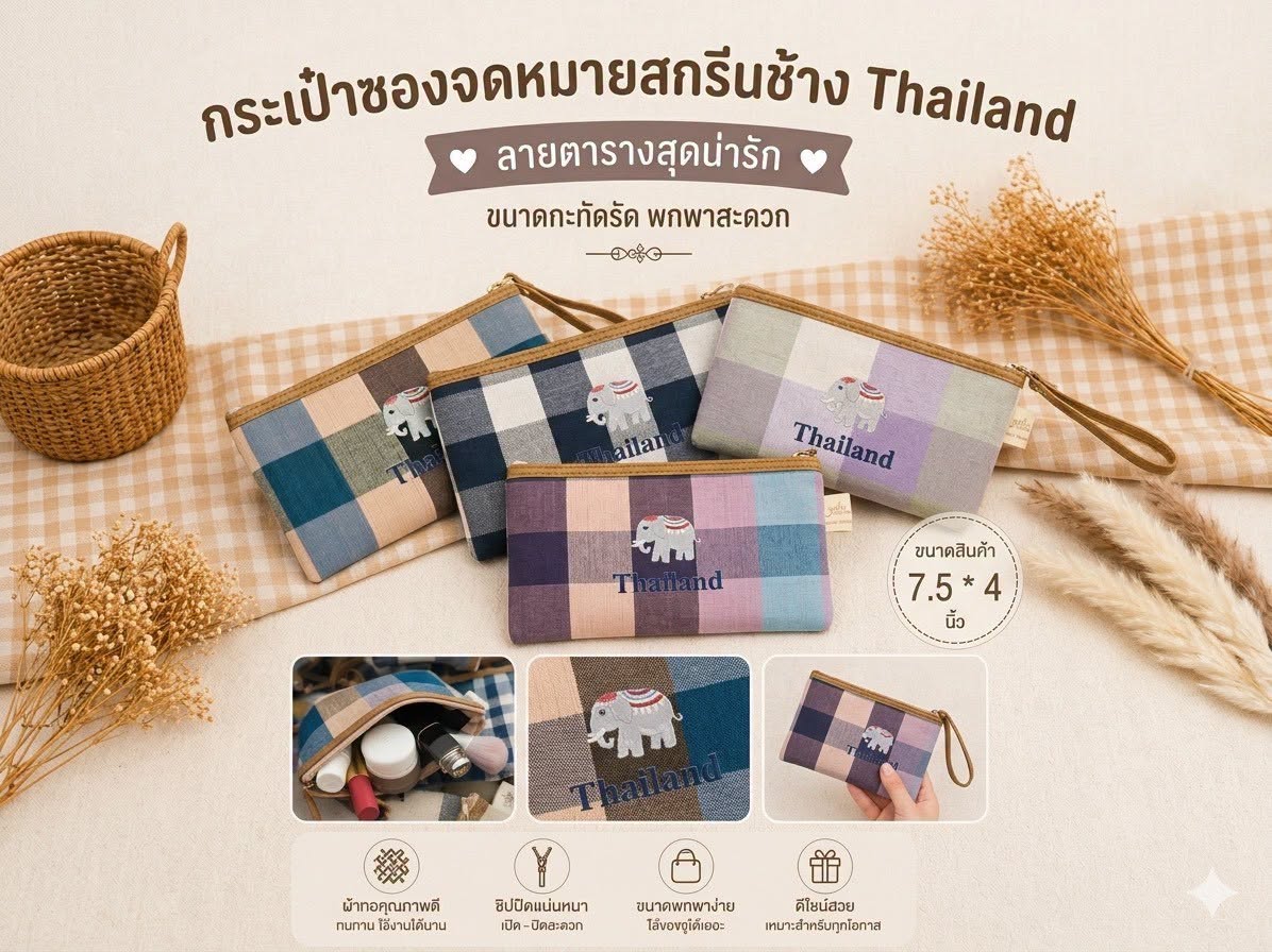 Assorted handwoven check wristlets with Thailand elephant motif